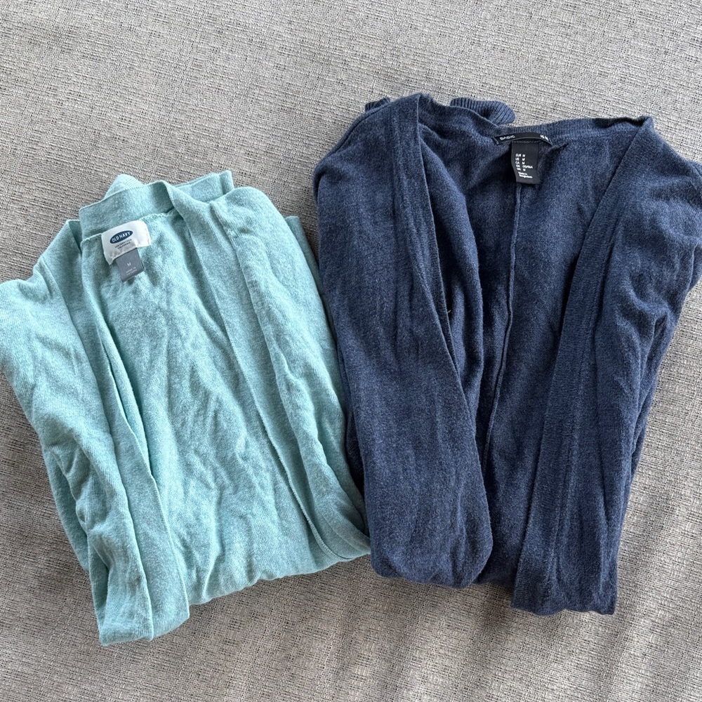 Old Navy Lightweight Open-Front Cardigans - Aqua and Navy